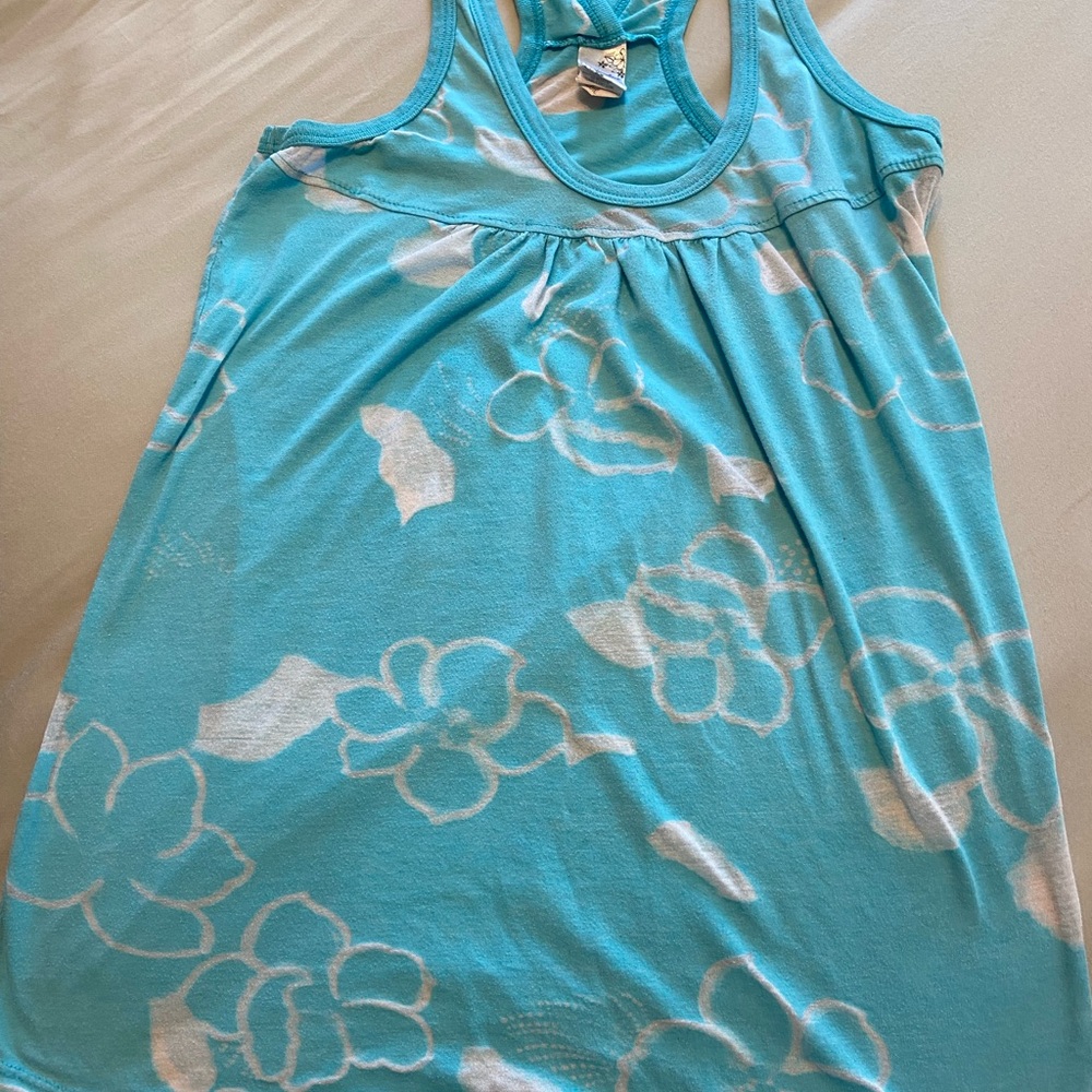 Honolua Wahine Blue Floral Surf Style Tank Top